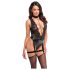 Noir Libido - Body mit Strumpfhalter (schwarz) - L