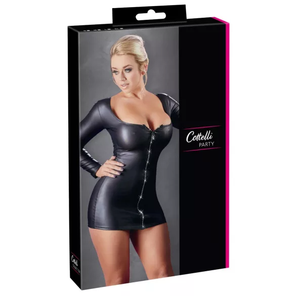 Cottelli - Partykleid mit Strassreißverschluss (schwarz) - XL