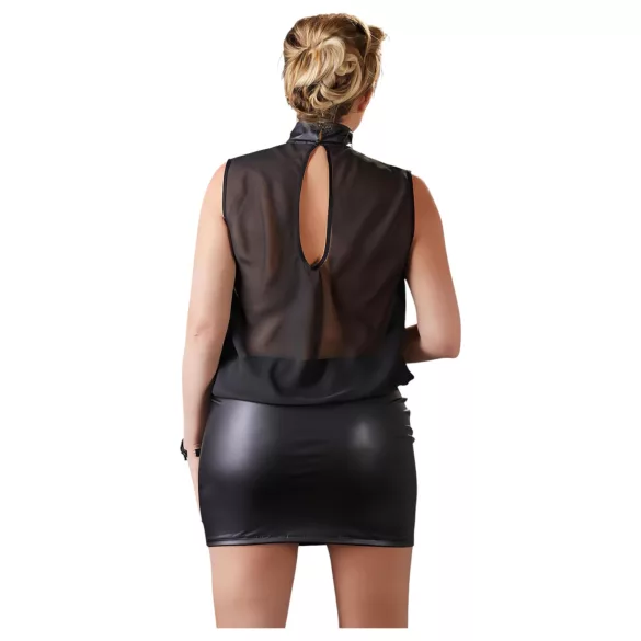 Cottelli Plus Size - Glänzendes Chiffon-Kleid (schwarz) - 3XL