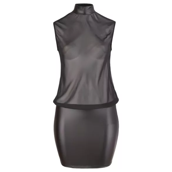 Cottelli Plus Size - Glänzendes Chiffon-Kleid (schwarz) - 3XL