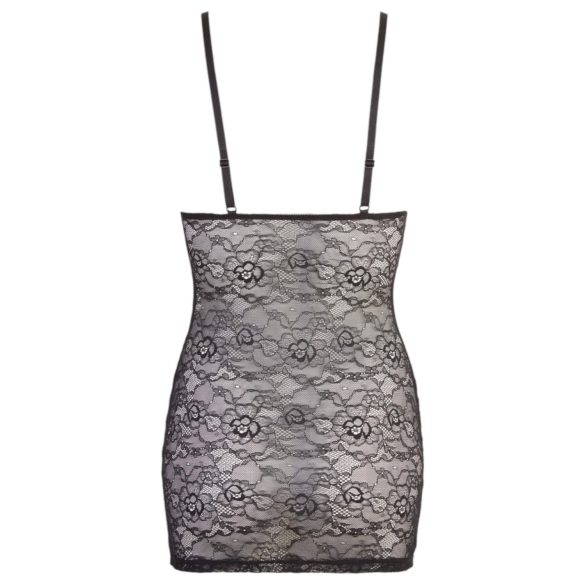 Cottelli - Glänzendes gestreiftes Spitzenkleid (schwarz) - L