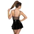 Noir - Lackkleid mit Netzdetail (Schwarz)