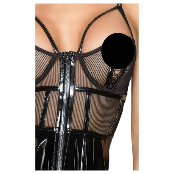 Noir - Lackkleid mit Netzdetail (Schwarz) - XL
