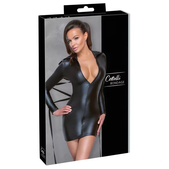 Cottelli Bondage - Glänzendes Kleid mit Fessel (schwarz) - L