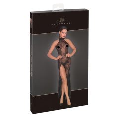 Noir - Transparente Blütenpracht, langes Kleid (schwarz)