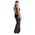 Noir - Transparente Blütenpracht, langes Kleid (schwarz) - L