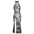 Noir - Transparente Blütenpracht, langes Kleid (schwarz) - XL