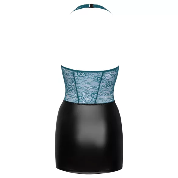 Cottelli - glänzendes Spitzenkleid mit Schnürung (schwarz-grün) - L