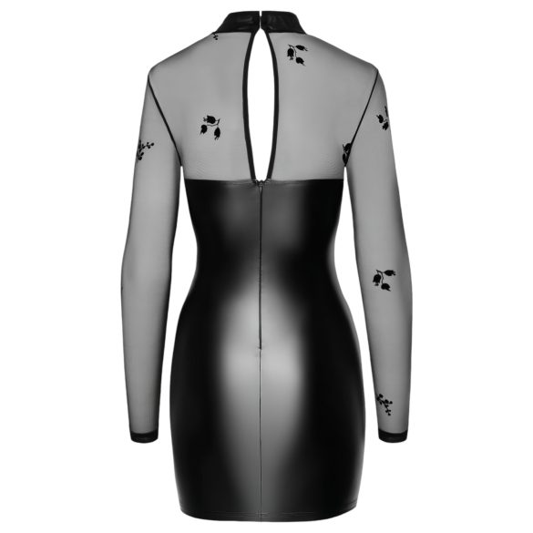 Noir - Transparentes Glanzkleid mit Oberteil (Schwarz)