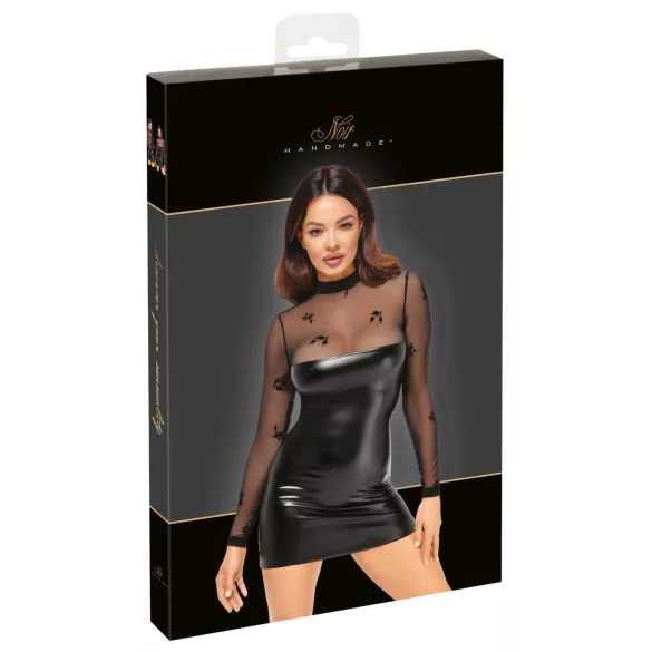 Noir - Transparentes Glanzkleid mit Oberteil (Schwarz) - XL