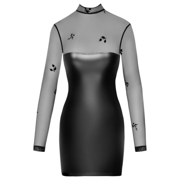 Noir - Transparentes Glanzkleid mit Oberteil (Schwarz) - XL