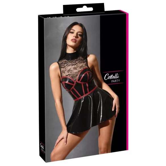 Cottelli - Korsagenförmiges Minikleid aus Spitze (schwarz)