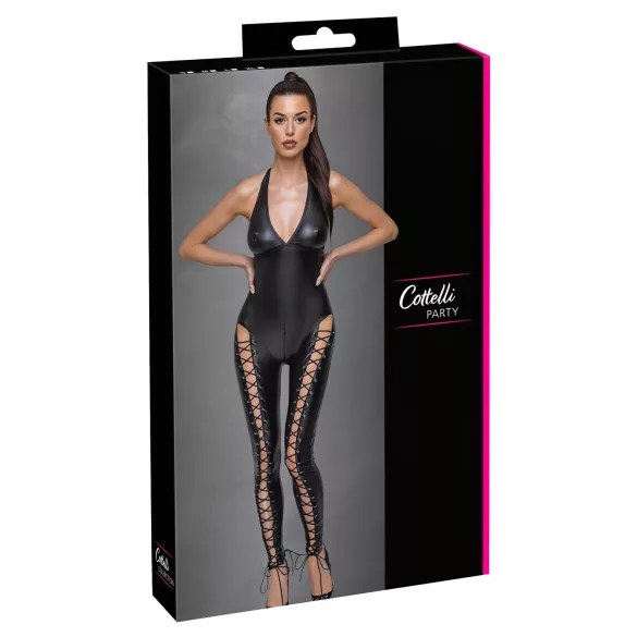 Cottelli Party - Halterneck-Overall mit Schnürung (Schwarz)