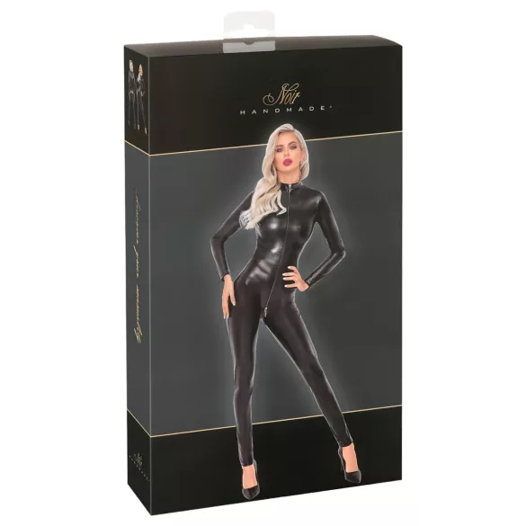 Noir - Schlangenhaut-Look, langer Overall (schwarz) - M