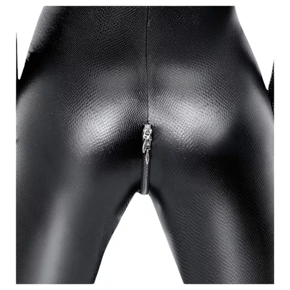 Noir - Schlangenhaut-Look, langer Overall (schwarz) - M