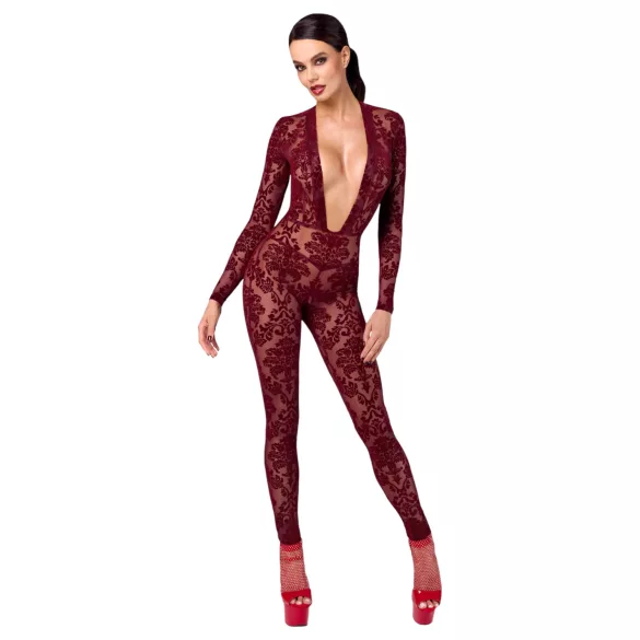 Noir Kink Royal - transparente Catsuit (Rot) - L