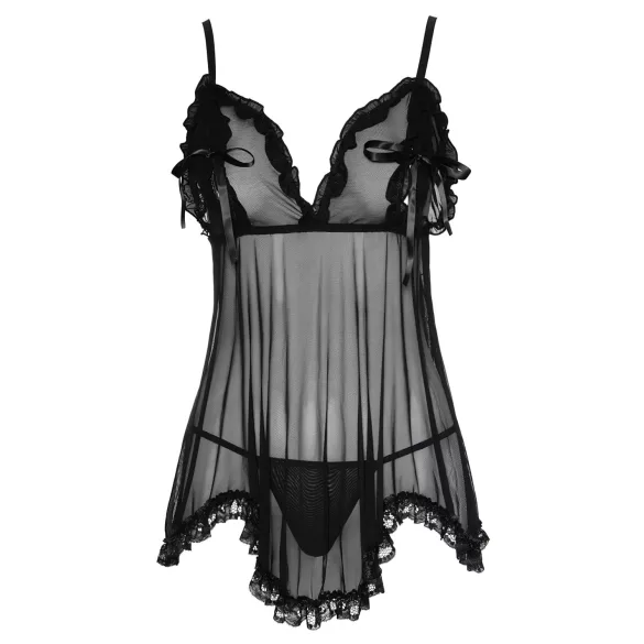 Cottelli - Luftiges, gerüschtes Babydoll (schwarz) - L