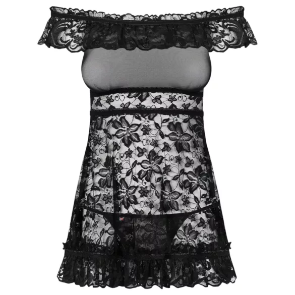Obsessive Flores - Rüschchen Babydoll und String (schwarz) - L/XL