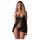 Obsessive Blomentis - Spitzen-Babydoll-Set (schwarz) - M/L