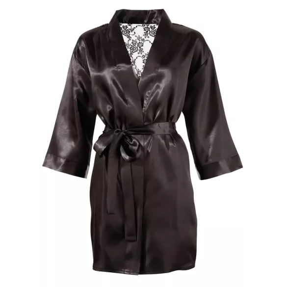 Cottelli - Satin-Spitzenkurzrobe (schwarz) - L/XL