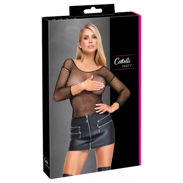 Cottelli - Minikleid aus Kunstleder mit Reißverschluss (schwarz) - M