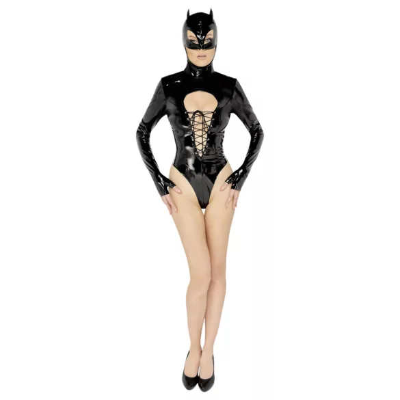 Black Velvet - Langarm Batwoman Body (schwarz) - M