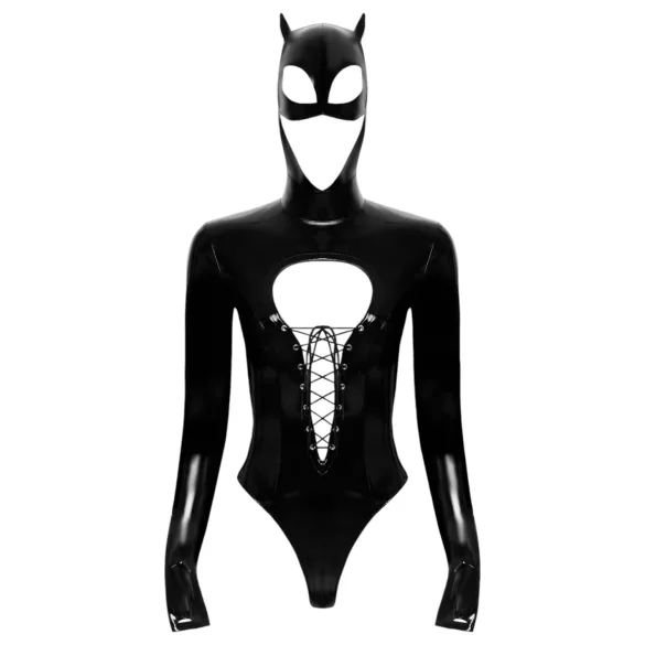 Black Velvet - Langarm Batwoman Body (schwarz) - M