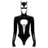Schwarzer Samt - Batwoman Body mit langen Ärmeln - M