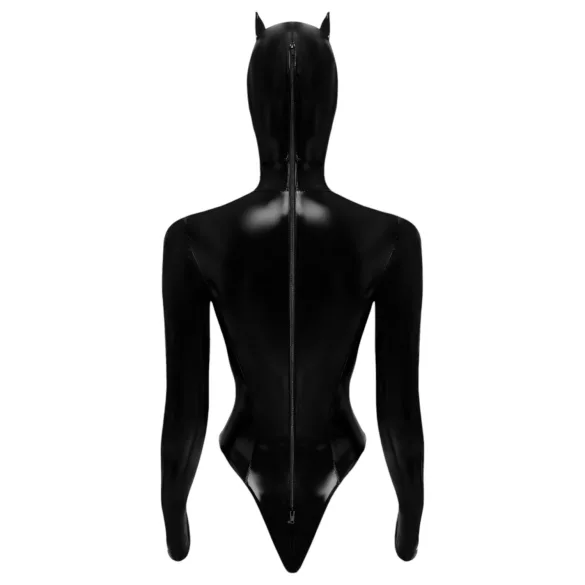 Black Velvet - Langarm Batwoman Body (schwarz) - M
