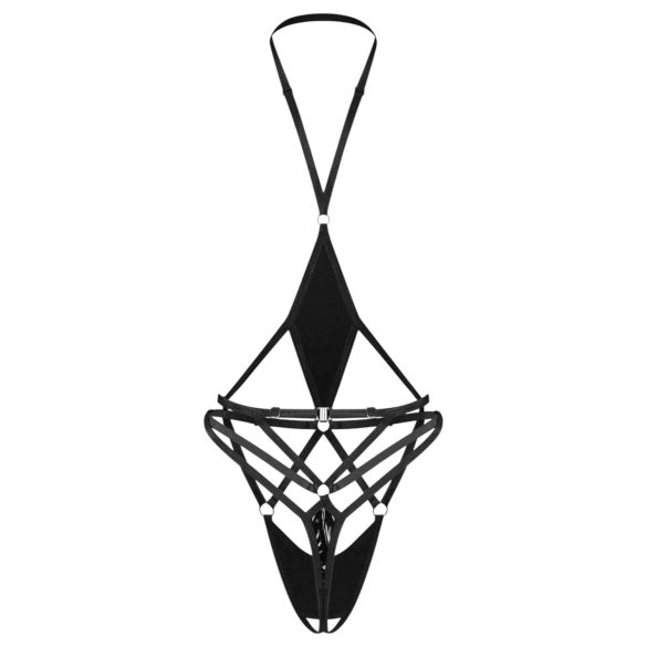 Obsessive Keira Lise - Offener, Riemchen-Body (Schwarz) - L/XL