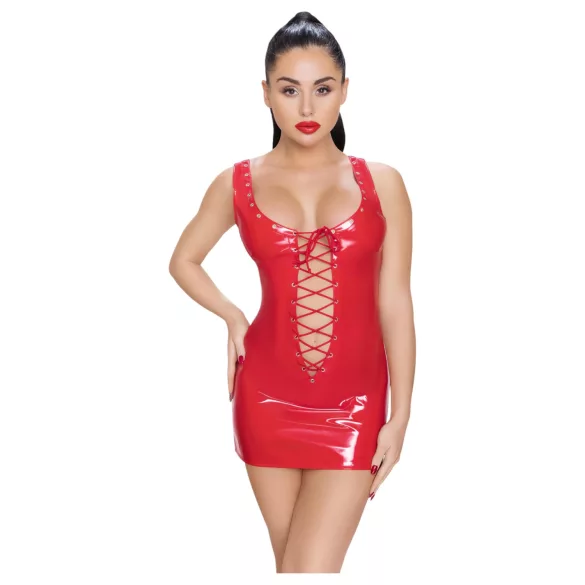 Black Level - Lack-Minidress mit Schnürung (Rot)