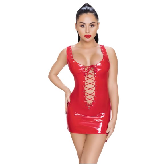 Black Level - Lack-Minidress mit Schnürung (Rot) - L