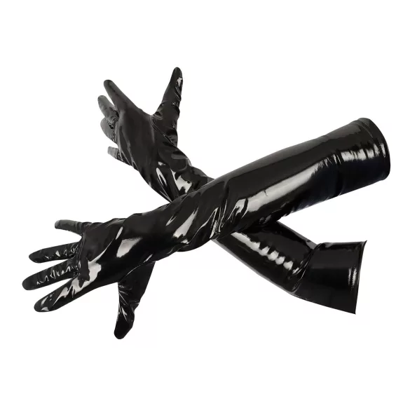 Black Level - Glänzende Lackhandschuhe (schwarz) - L
