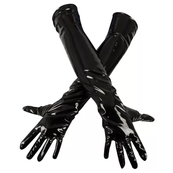 Black Level - Glänzende Lackhandschuhe (schwarz) - L