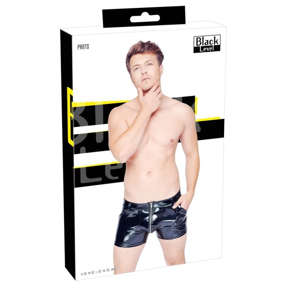 Black Level - Herrenlackshorts mit Seitentaschen (schwarz) - 2XL