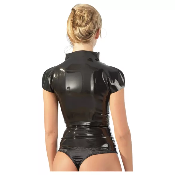 LATEX - Kurzärmliges Oberteil mit Reißverschluss (schwarz) - M