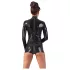LATEX - offener, langärmeliger Body (schwarz)