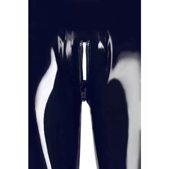 Latex - Reißverschluss-Leggings (schwarz) - M