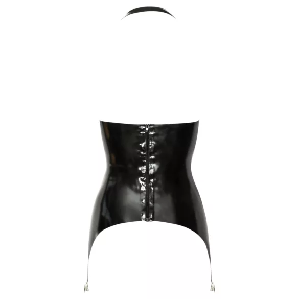 Latex X - Oberteil mit offenem Körbchen und Strapsen (schwarz)