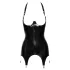 Latex X - Oberteil mit offenem Körbchen und Strapsen (schwarz) - M