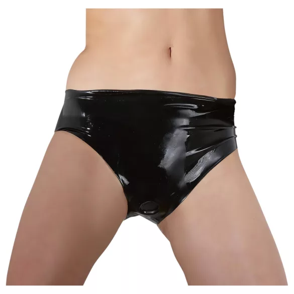 Latex Damen-Slip mit integriertem Dildo (schwarz) - M