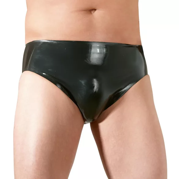 LATEX - Herren-Slip mit internem Anal-Dildo (schwarz)