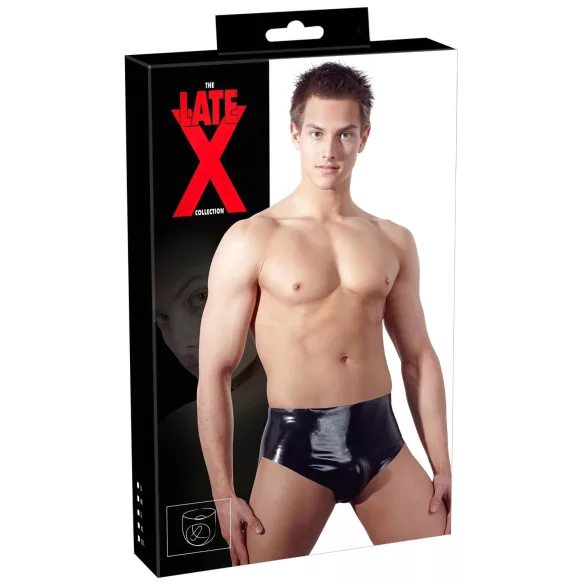 LATEX - Männer Slip mit Innenkegel Anal-Dildo (schwarz) - M