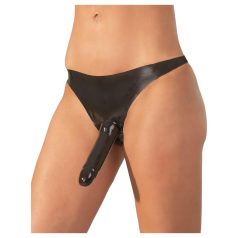 LATEX - Slip mit externem Dildo - schwarz (S-L)