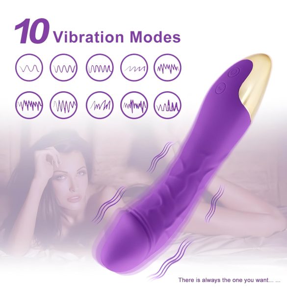 Mrow Real Lover - Akku, wasserdichter realistischer Vibrator (Lila)