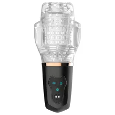   Funny Me Rocket Cup - saug-vibrierender Masturbator (transparent-schwarz)