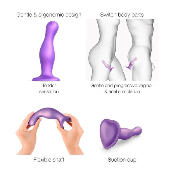 Strap-on-me Curvy S - gewellter, haftender Dildo (lila)