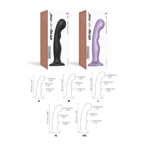 Strap-on-me P&G L - Gebogener Saugnapf-Dildo (schwarz)