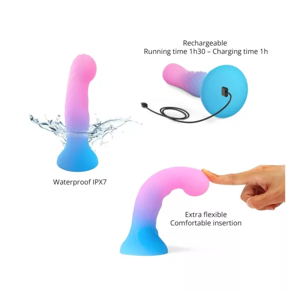 Love to Love Candy Loop - leuchtender LED-Silikon-Dildo (rosa-blau) - 16,9 cm