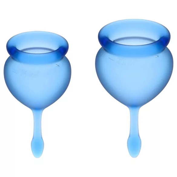 Satisfyer Feel Good - Silikon-Menstruationstassen-Set (blau, 2 Stück)